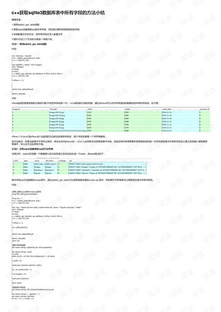 SQLite3数据库表中获取所有字段方法小结